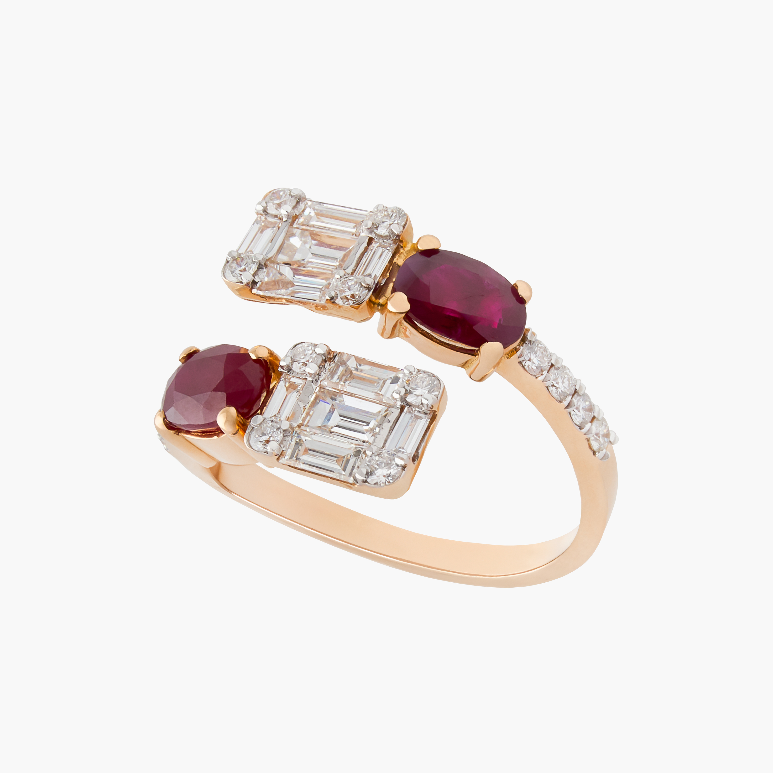 Anillo Diamantes Baguette Y Rubíes 1