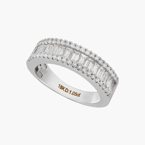 Anillo Diamantes En Baguete Bisel