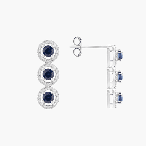 Pendientes Triologia Zafiros  Diamantes