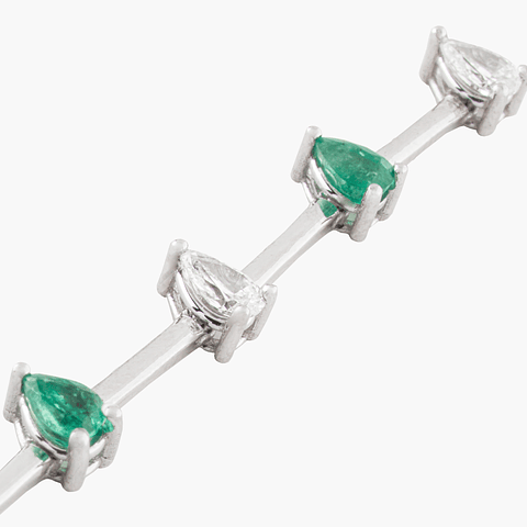 Pulsera  Diamantes-Esmeraldas Intercaladas