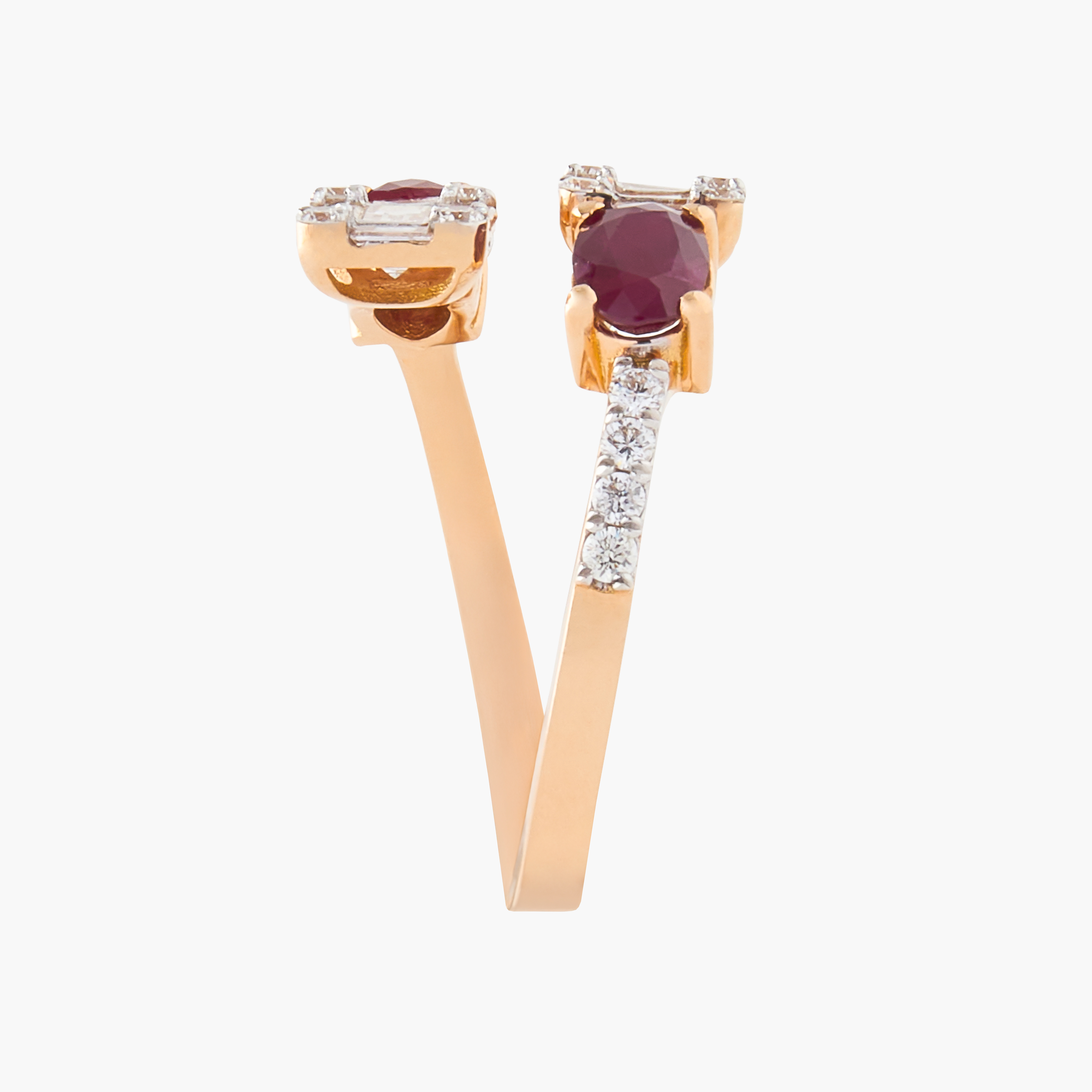 Anillo Diamantes Baguette Y Rubíes 3