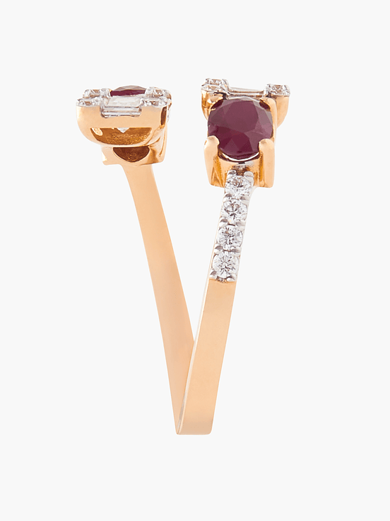 Anillo Diamantes Baguette Y Rubíes 3