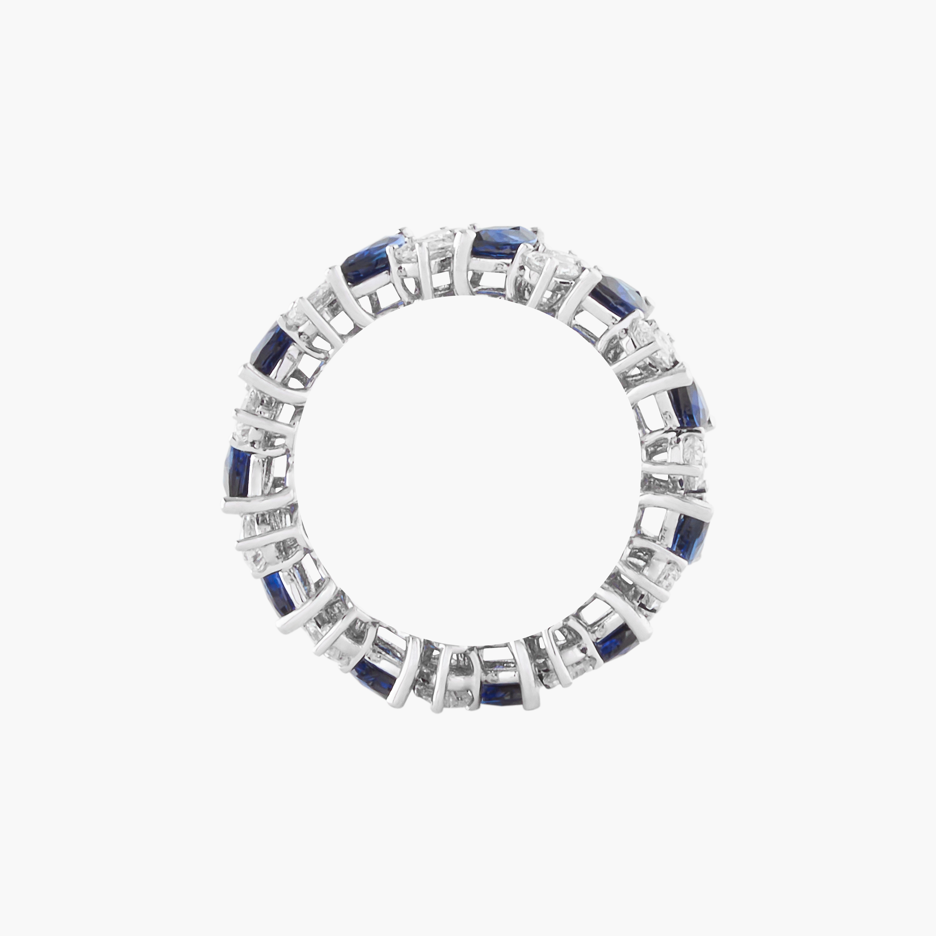 Anillo Eternidad En Diamantes Con Zafiros 2