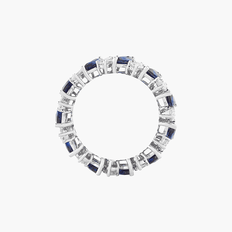 Anillo Eternidad En Diamantes Con Zafiros