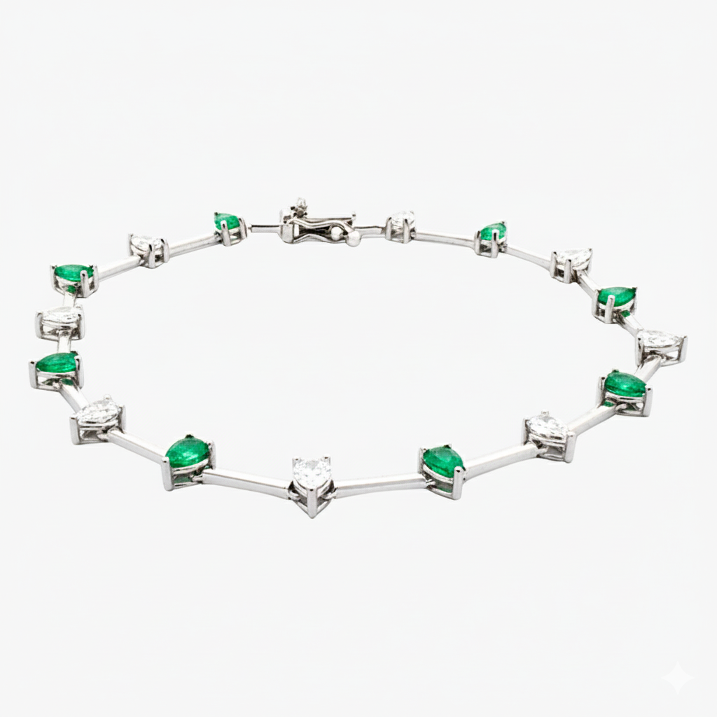 Pulsera  Diamantes-Esmeraldas Intercaladas 4