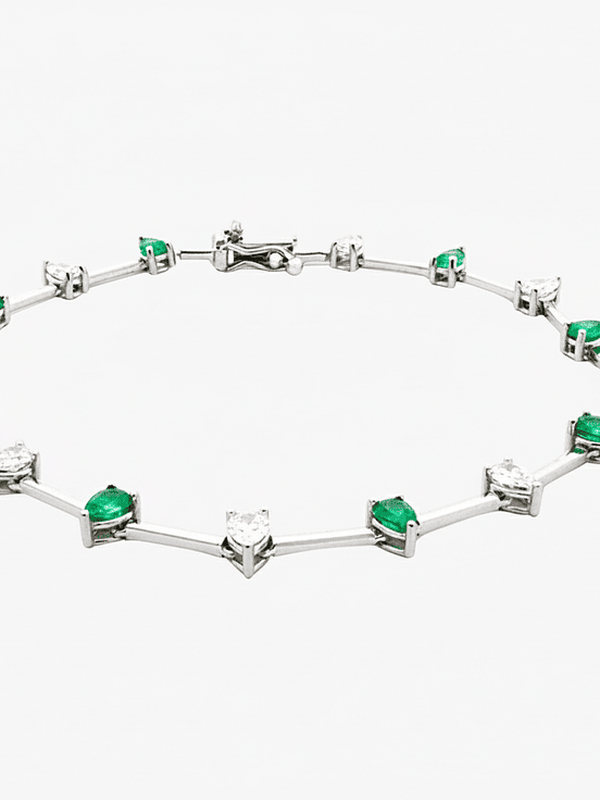 Pulsera  Diamantes-Esmeraldas Intercaladas 4