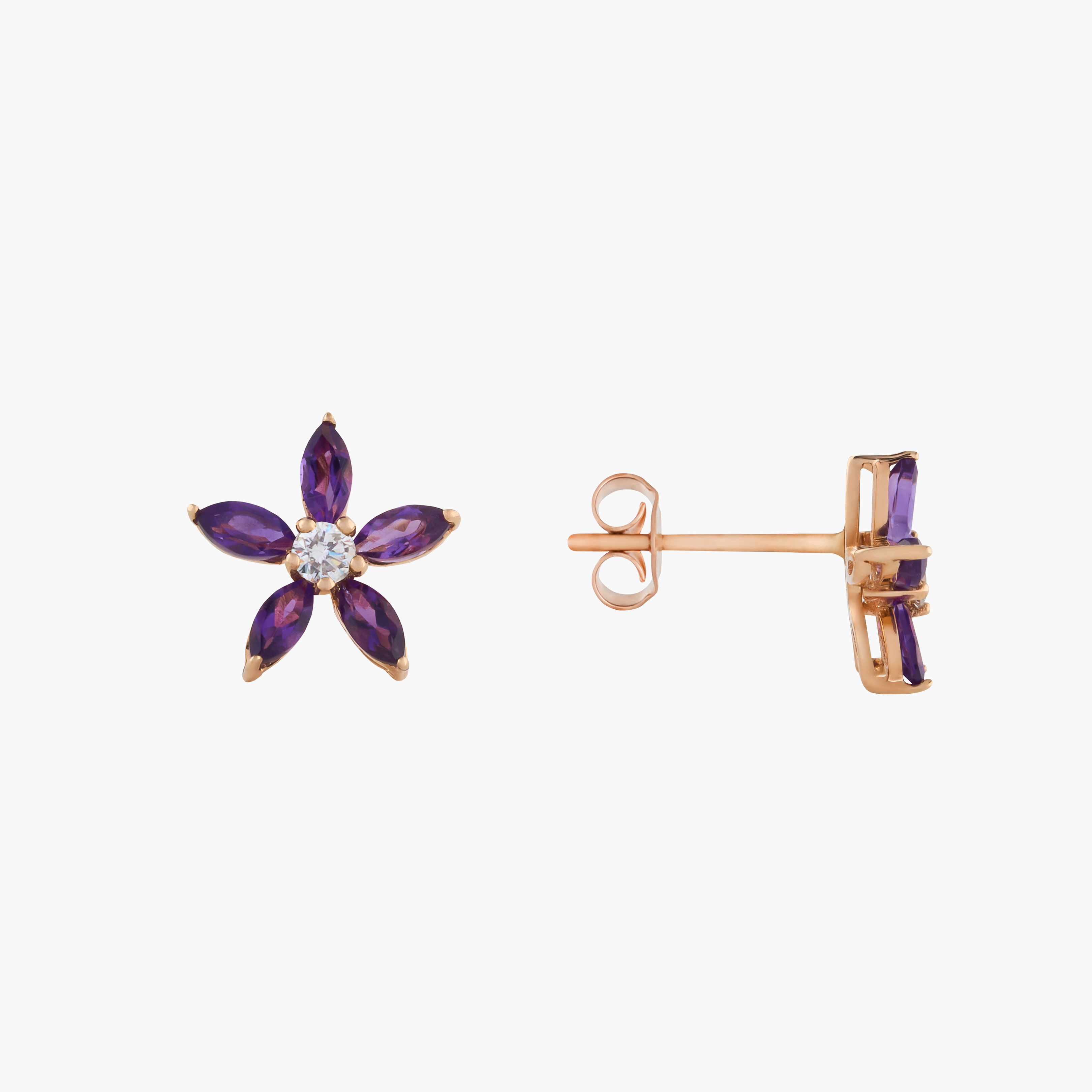 Aros  Amatista En Flor 2