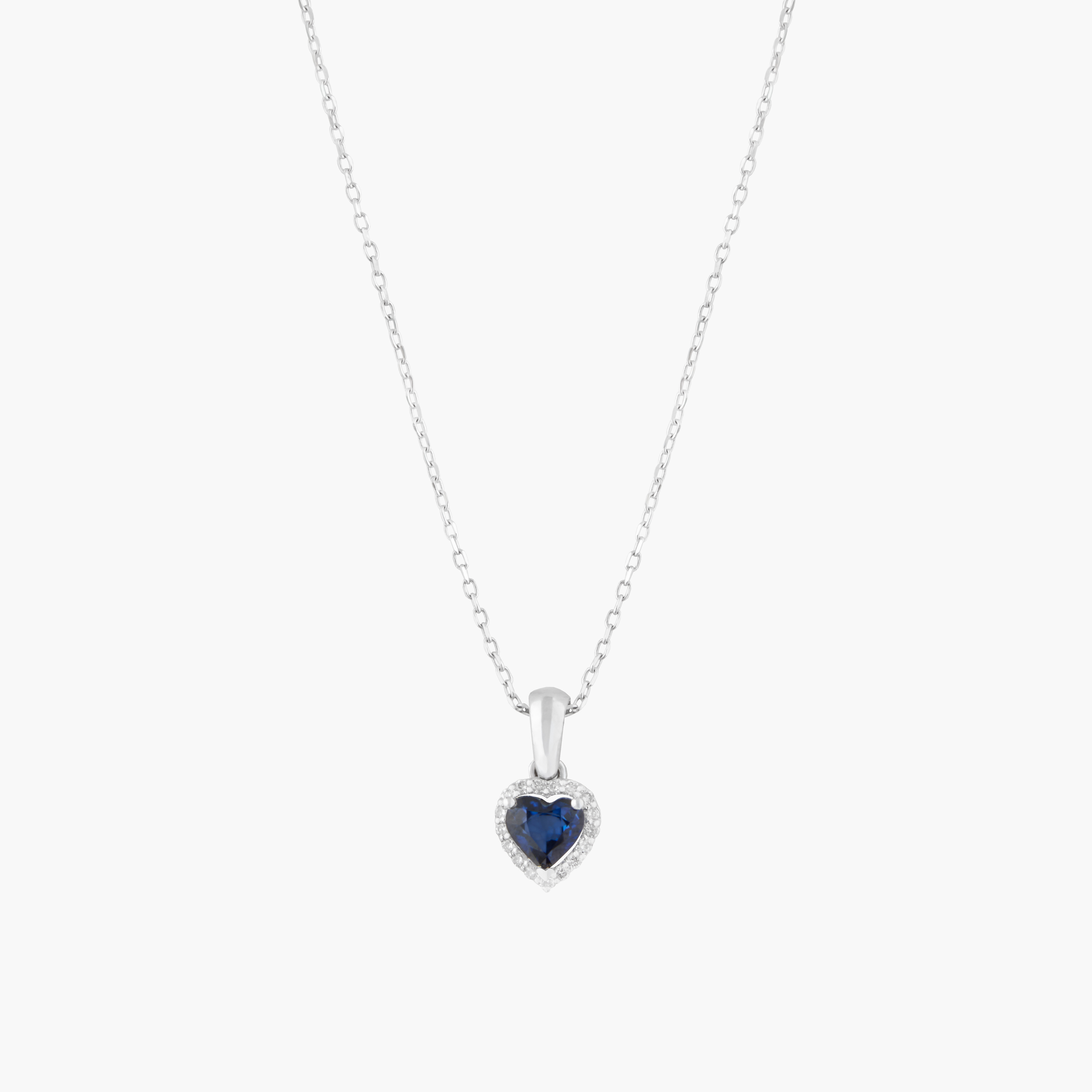 Colgante Zafiro Corazon Con Diamantes 1