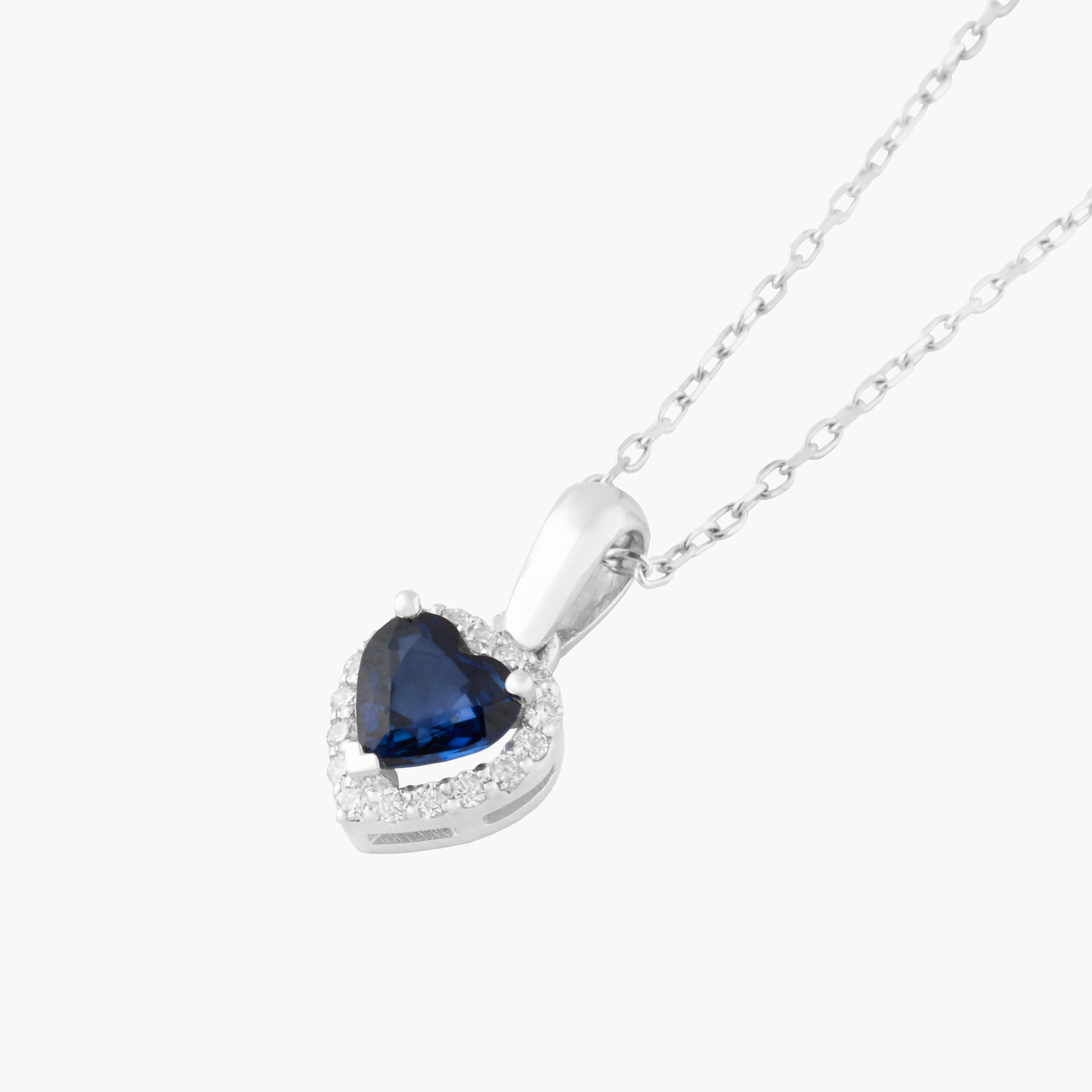 Colgante Zafiro Corazon Con Diamantes 2