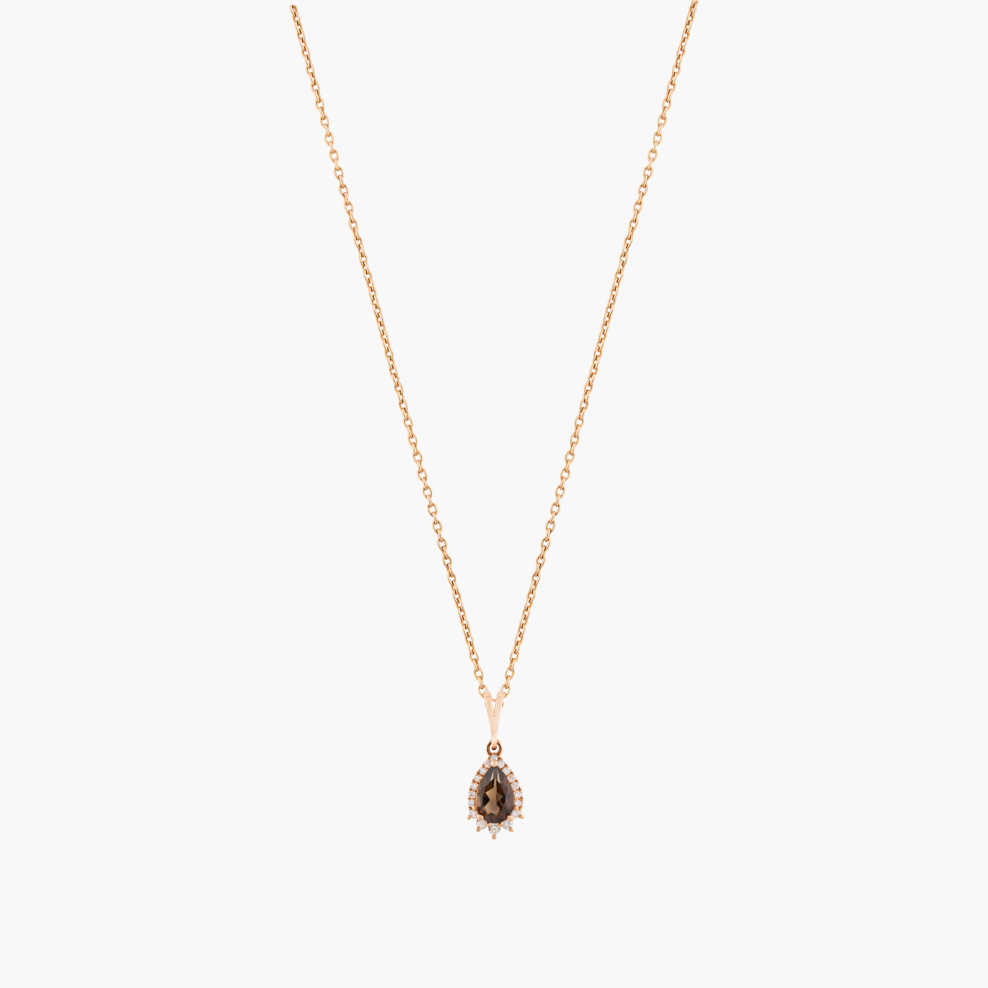 Collar Cuarzo Ahumado Con Diamantes 1