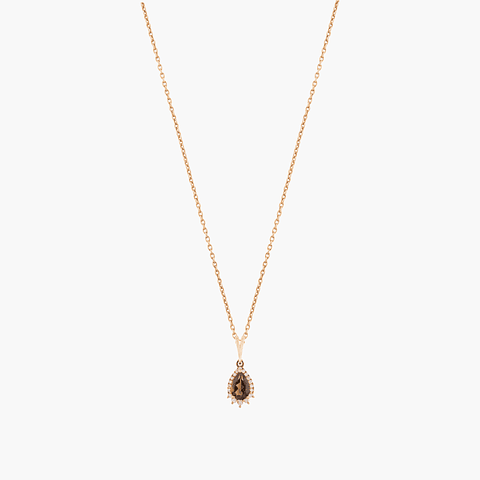 Collar Cuarzo Ahumado Con Diamantes