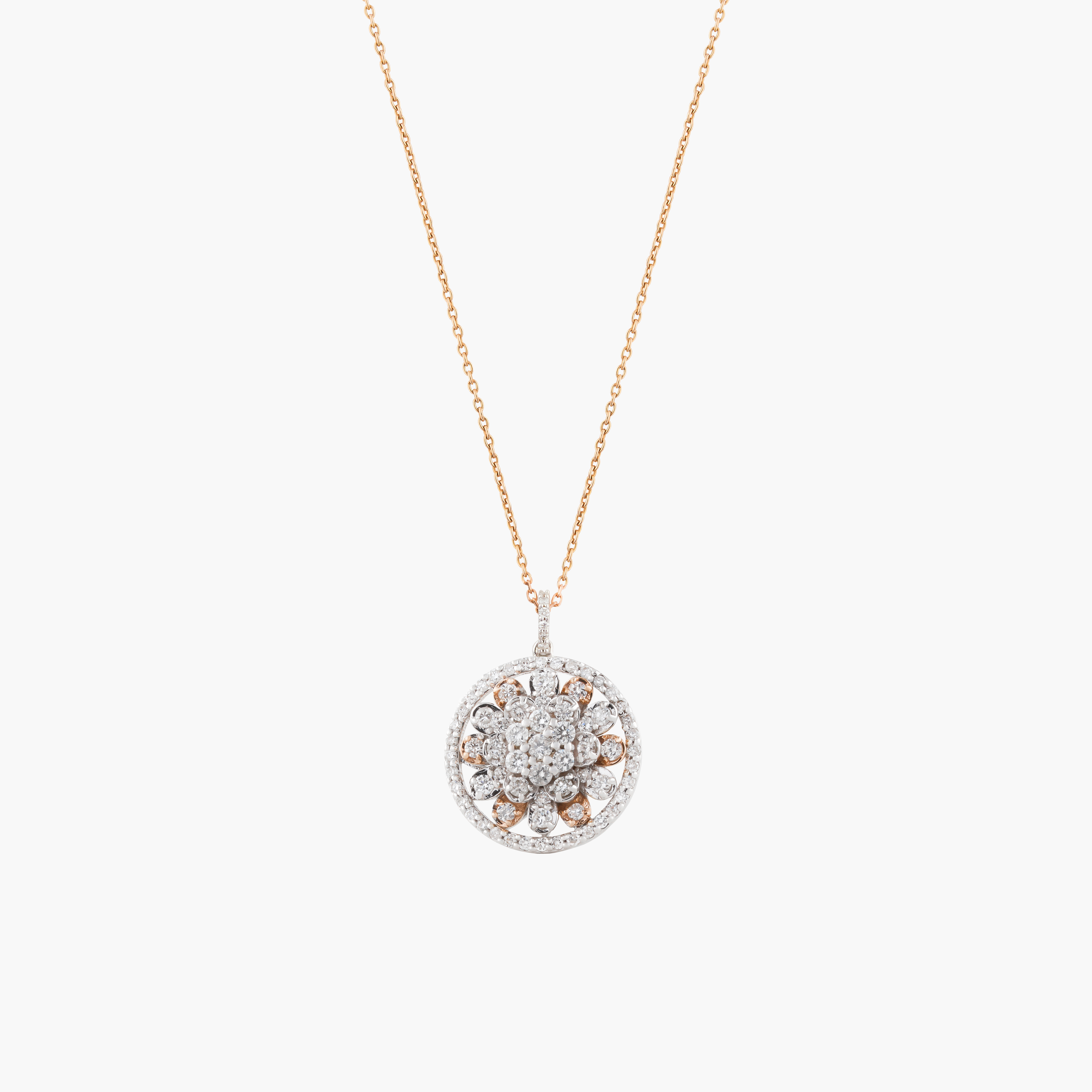 Colgante  Racimo  Diamantes En Oro Blanco- Rosa 1