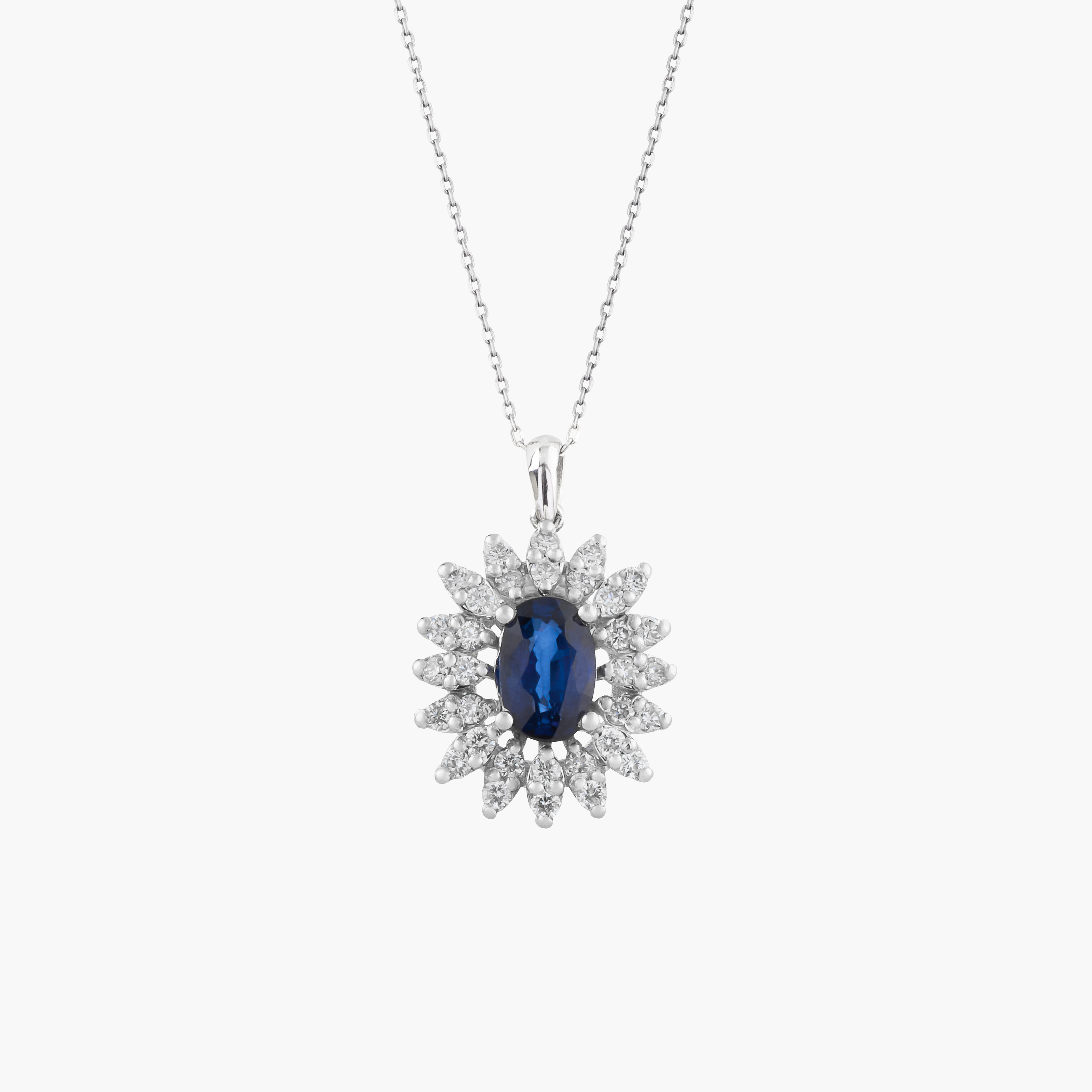 Colgante  Zafiro Con Racimo Diamantes 1