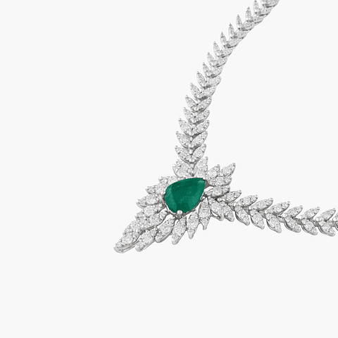Collar Diamantes Con Esmeralda