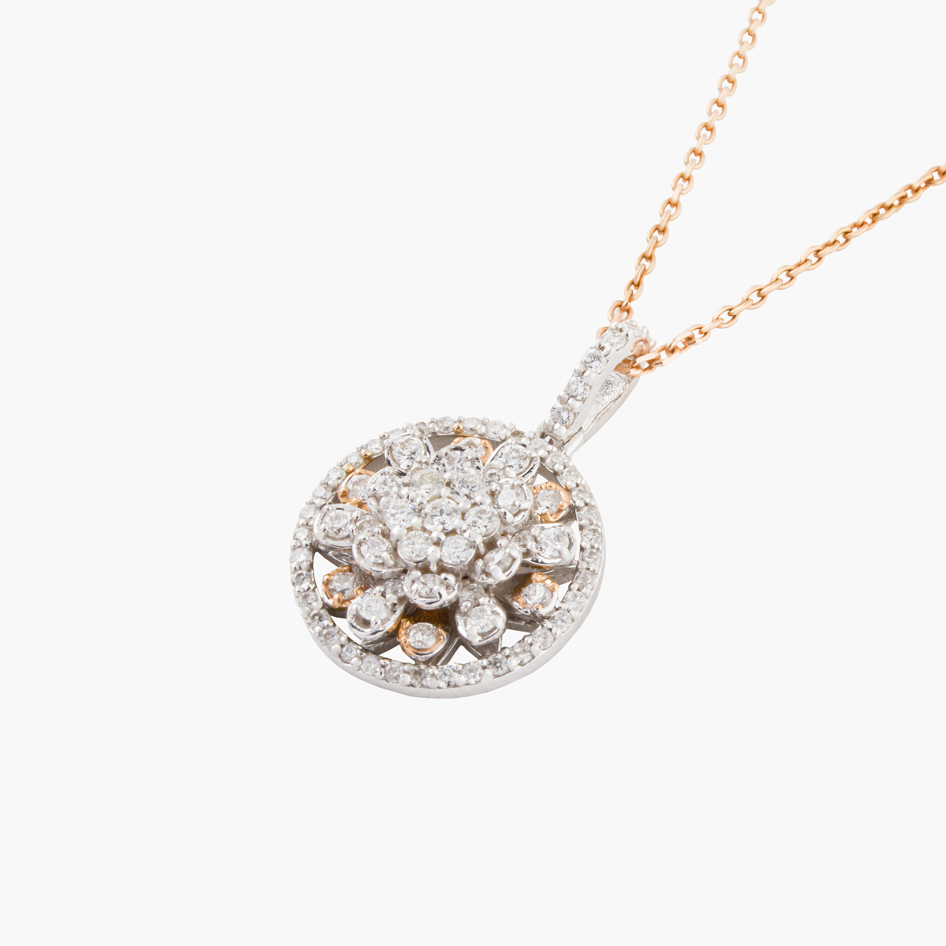 Colgante  Racimo  Diamantes En Oro Blanco- Rosa 2