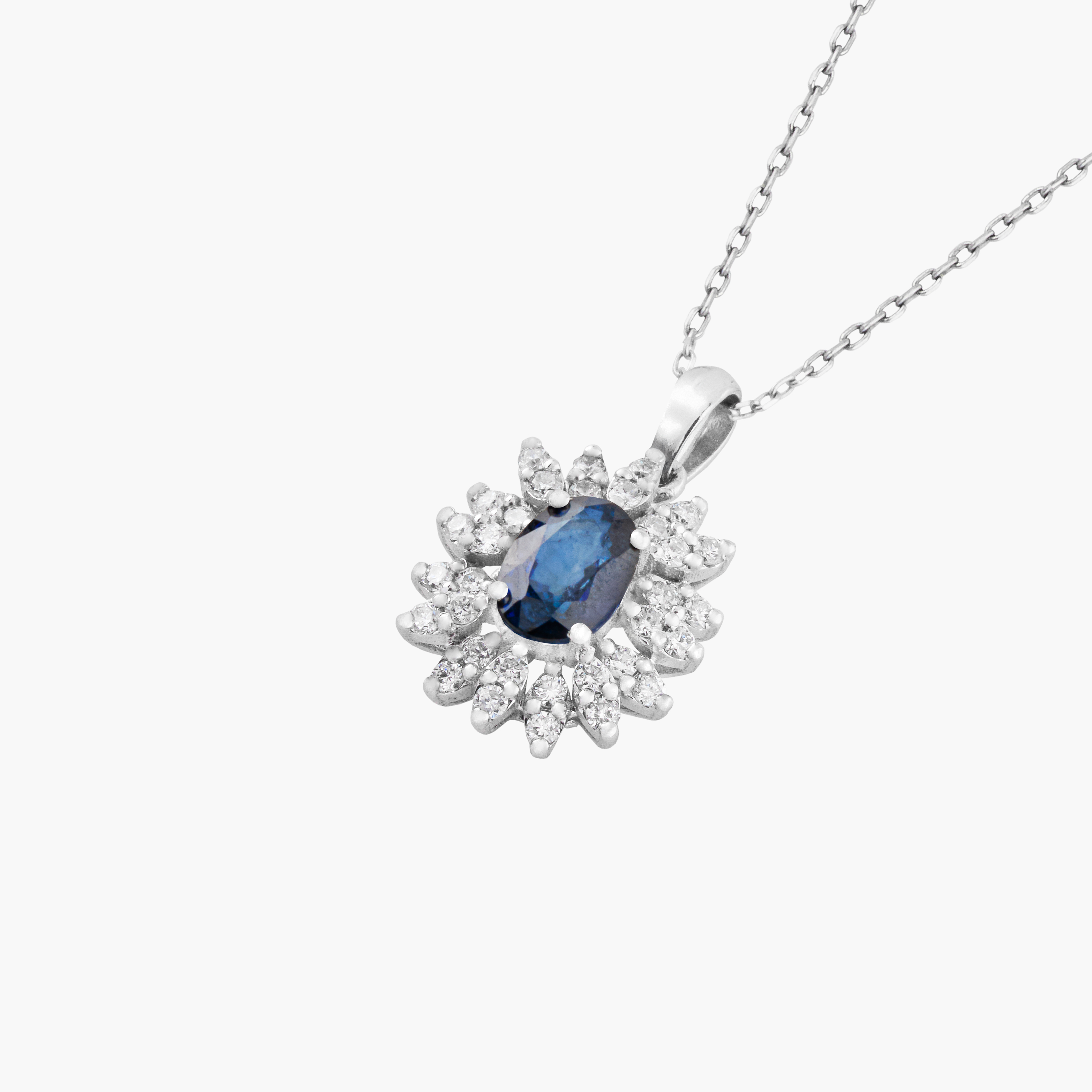 Colgante  Zafiro Con Racimo Diamantes 2