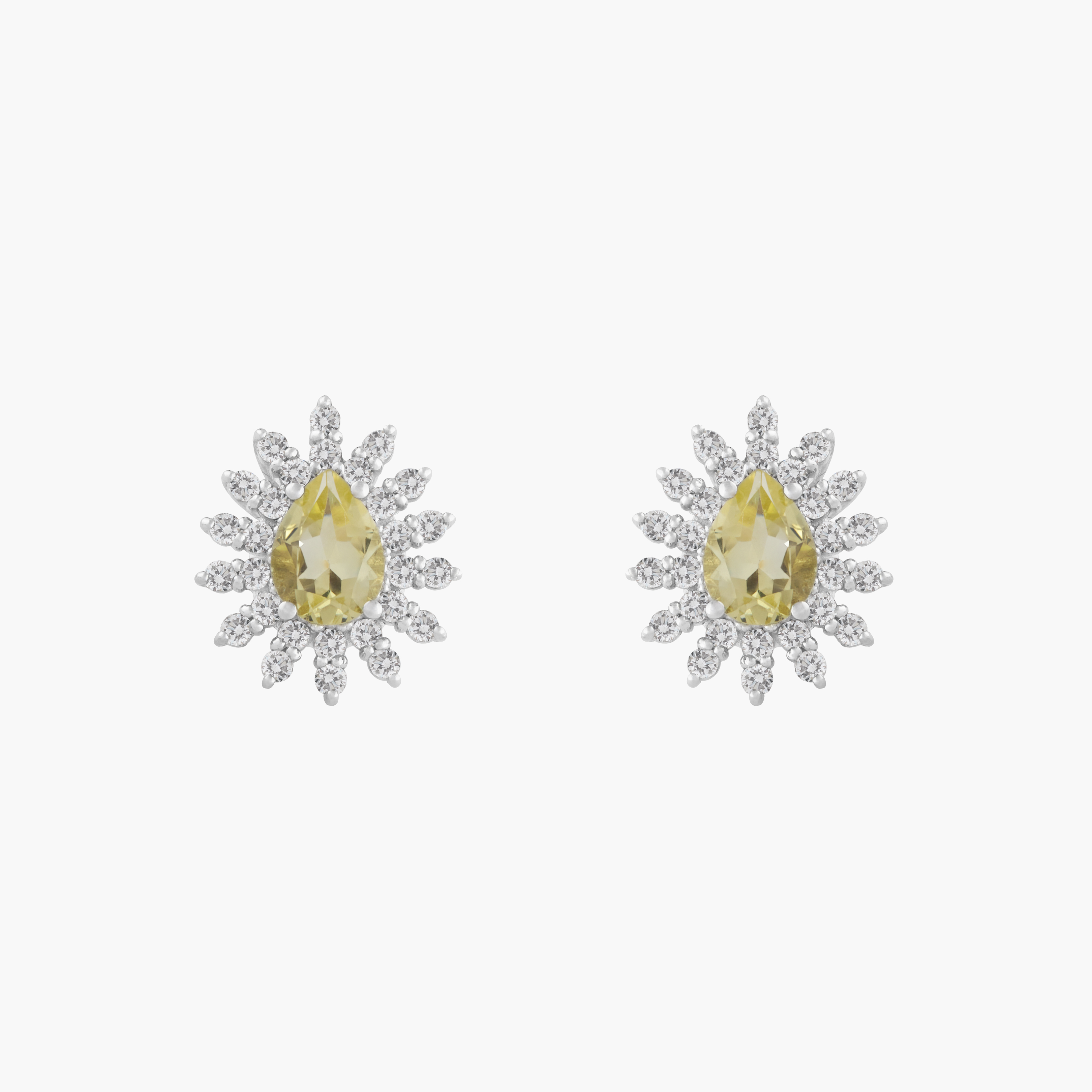 Aros Cuarzo Limón Con Diamantes 1