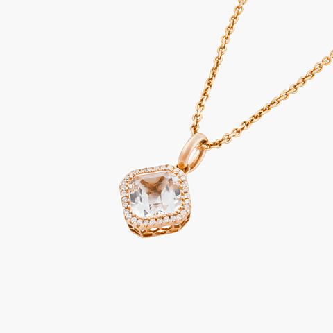 Colgante Diamante Cushion En Halo