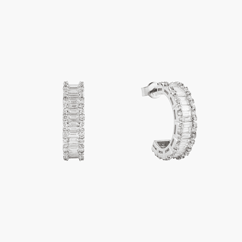 Argollas Diamantes Corte  Baguette