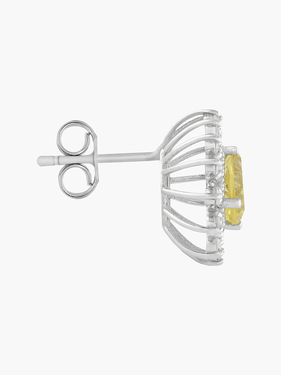 Aros Cuarzo Limón Con Diamantes 3