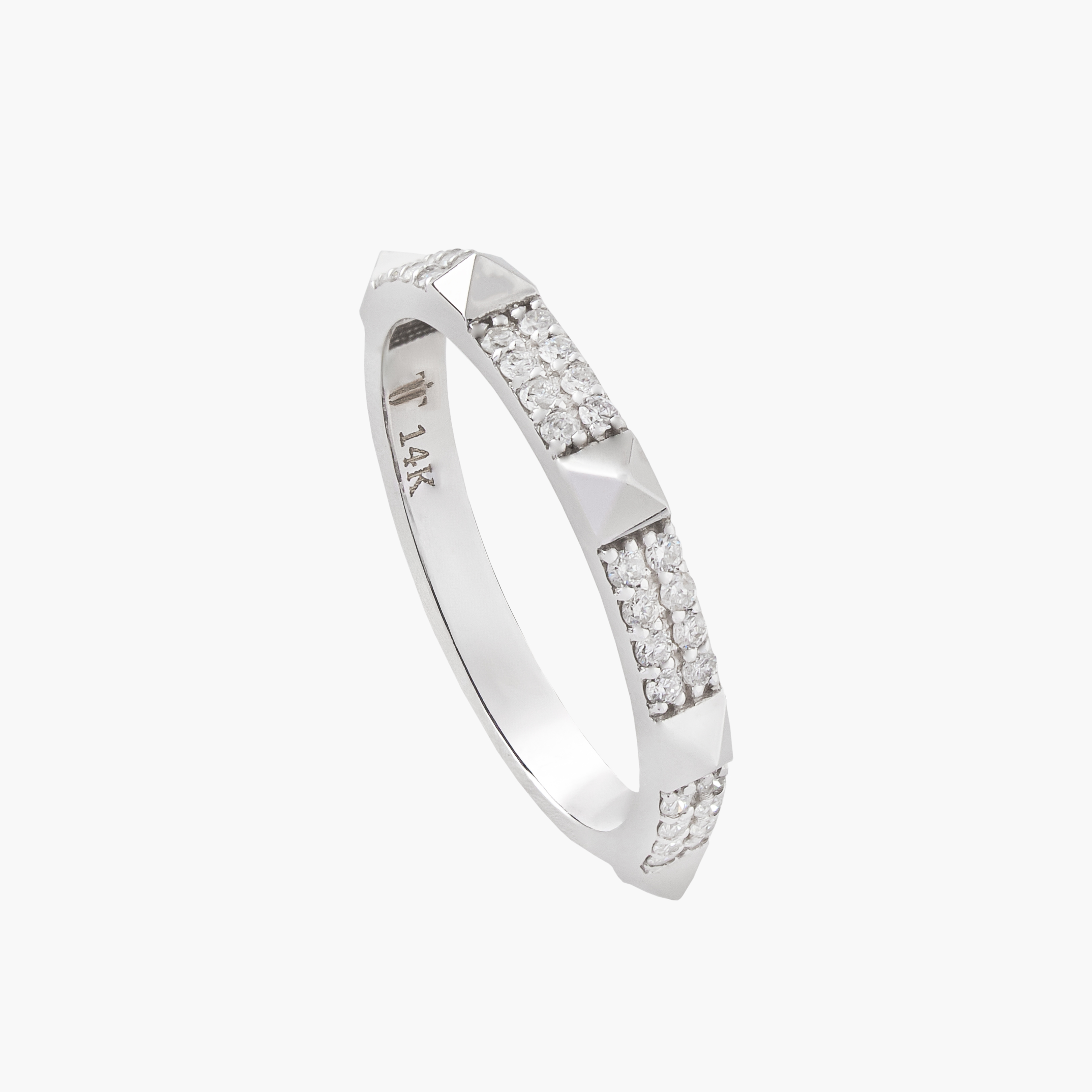 Anillo Diamante Pave Con Piramides 1