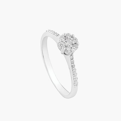 Anillo Diamantes Brillante En Flor