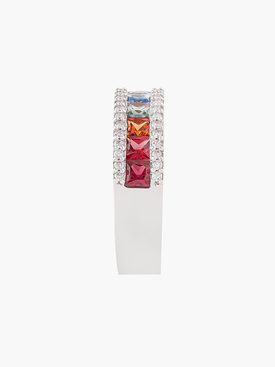 Anillo Arcoiris Zafiros Con Diamantes 2