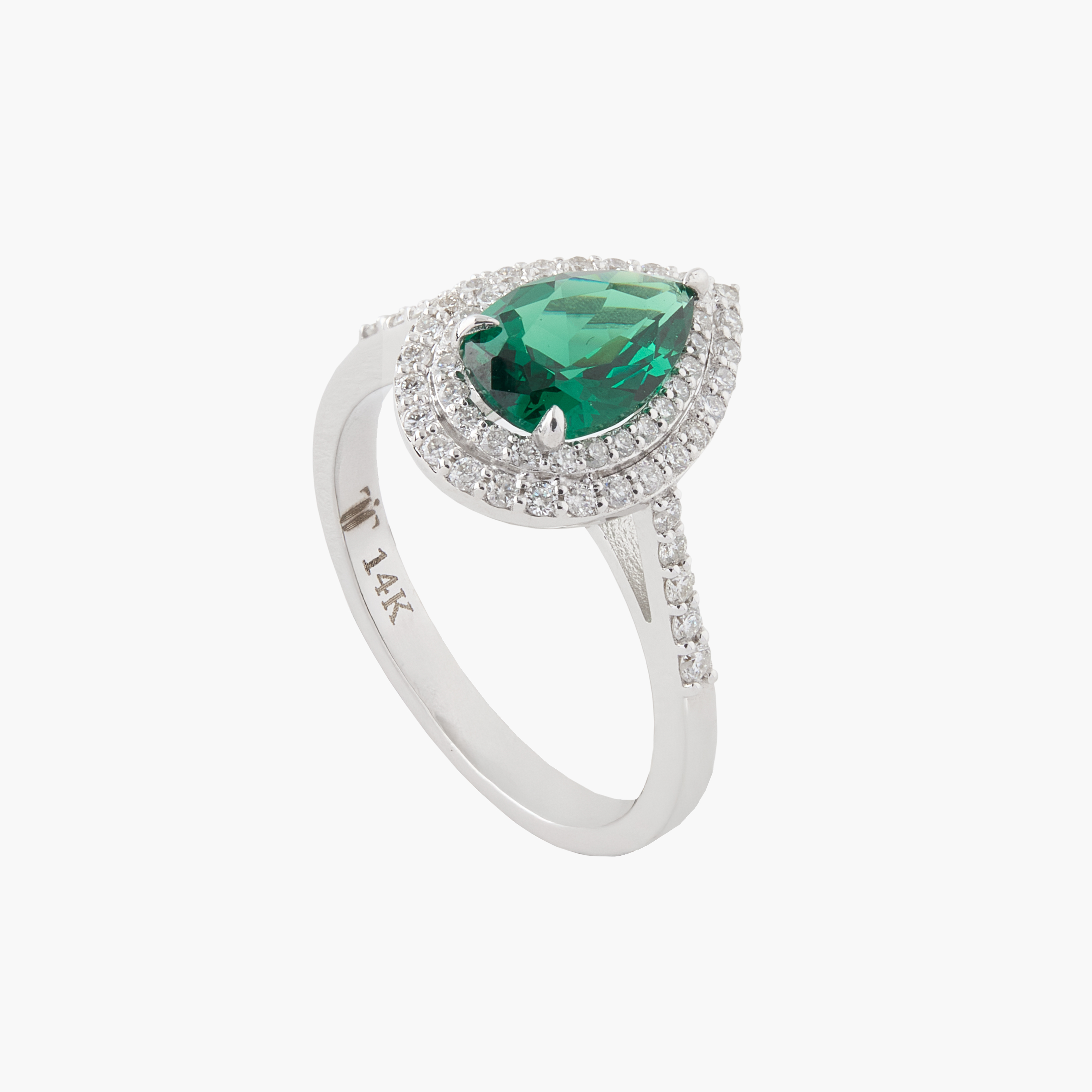 Anillo Verde Intenso Con  Diamantes 1