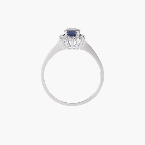 Arnillo Zafiro Con Halo En Diamantes