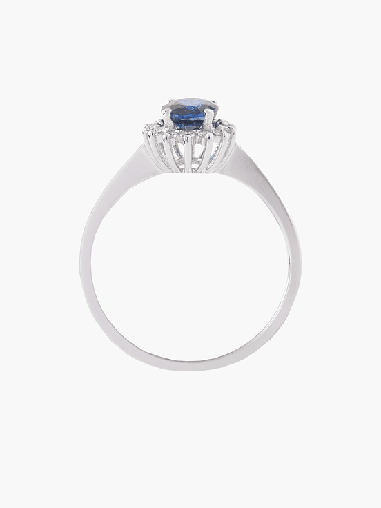 Arnillo Zafiro Con Halo En Diamantes 2