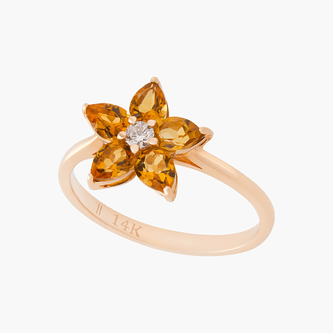 Anillo Citrino Naranjo En Flor