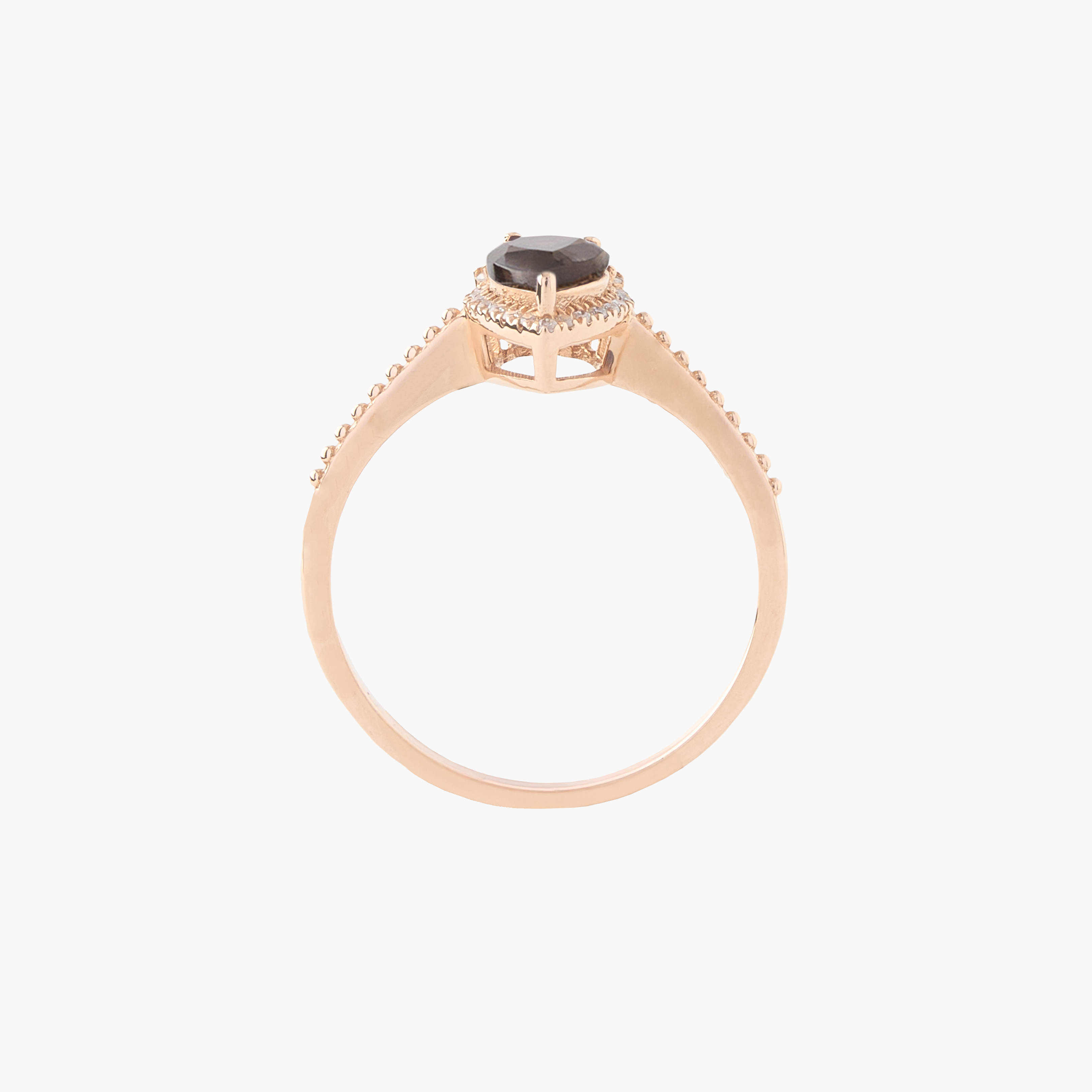 Anillo Cuarzo Ahumado Con Diamantes 2