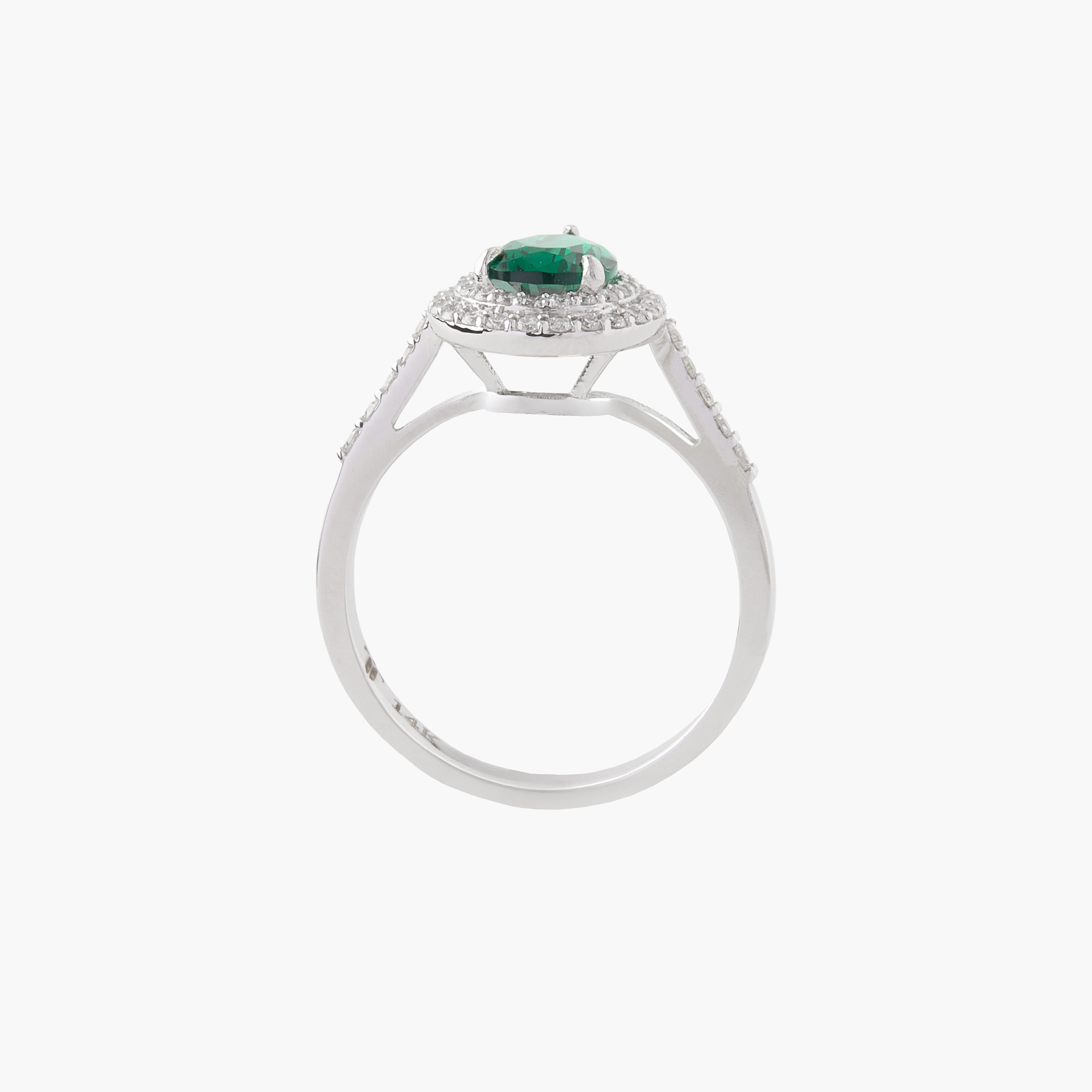Anillo Verde Intenso Con  Diamantes 2