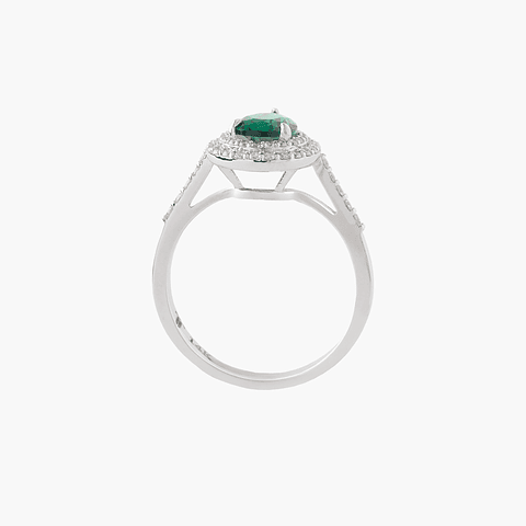 Anillo Verde Intenso Con  Diamantes