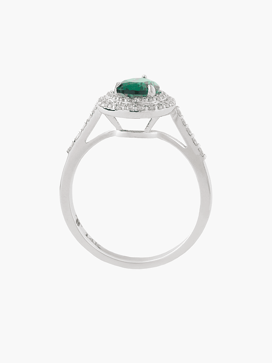 Anillo Verde Intenso Con  Diamantes 2