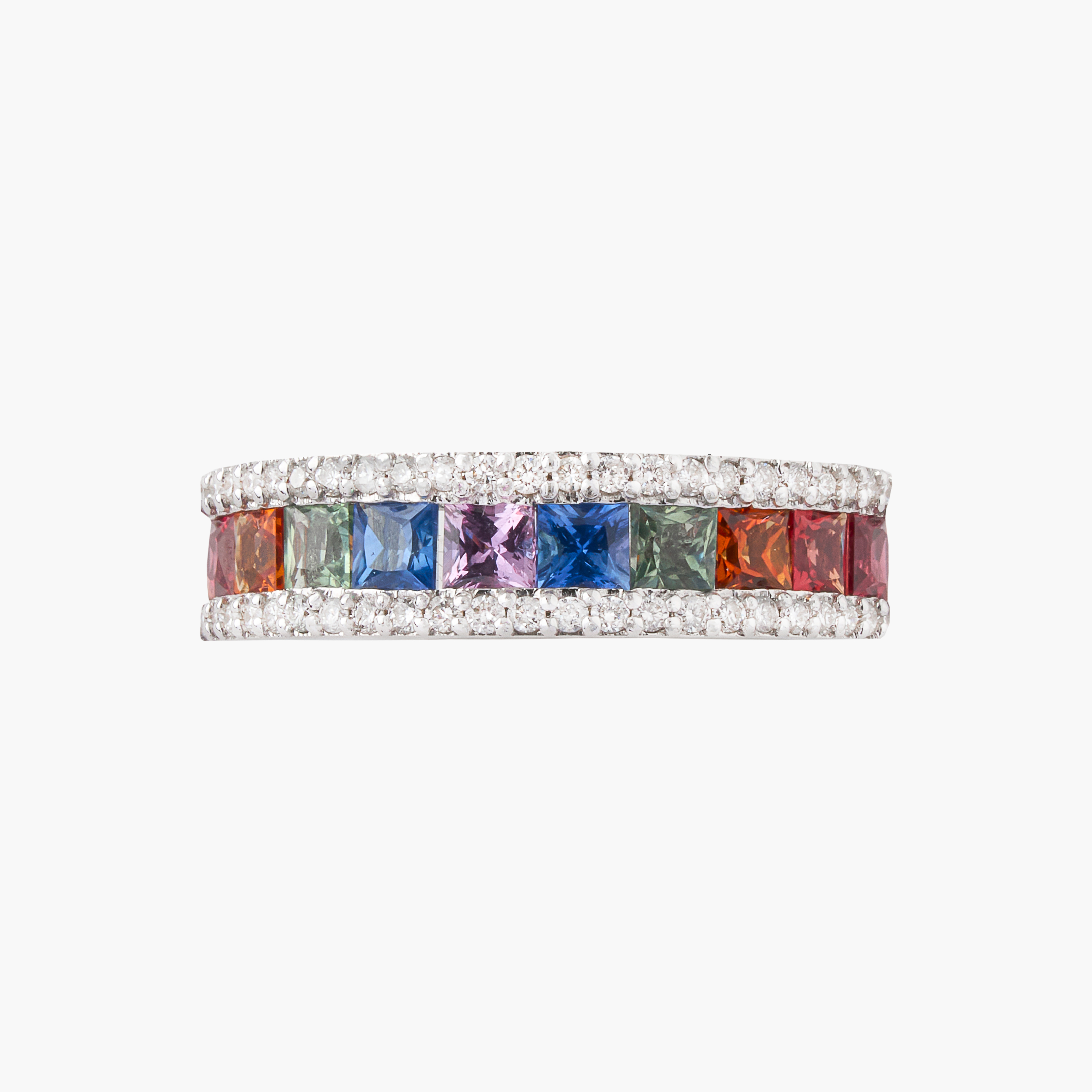 Anillo Arcoiris Zafiros Con Diamantes 3