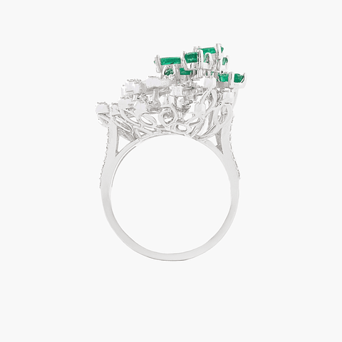 Anillo Diamantes Con Esmeraldas