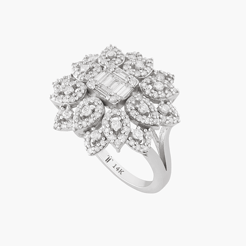 Anillo Floral De Diamantes