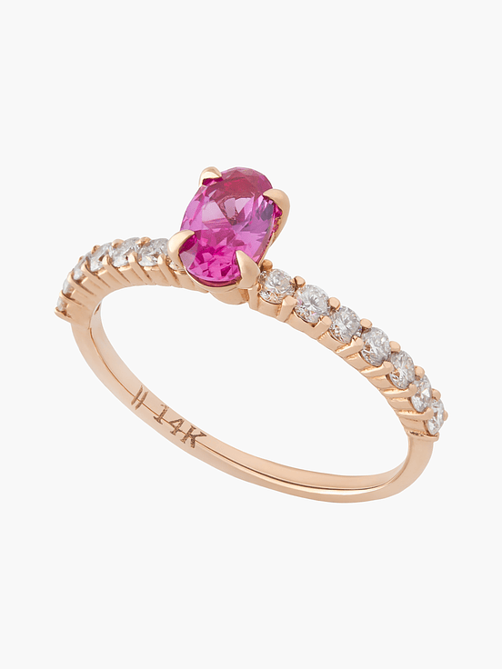 Anillo  Rosa Ovalado Con  Diamantes 1