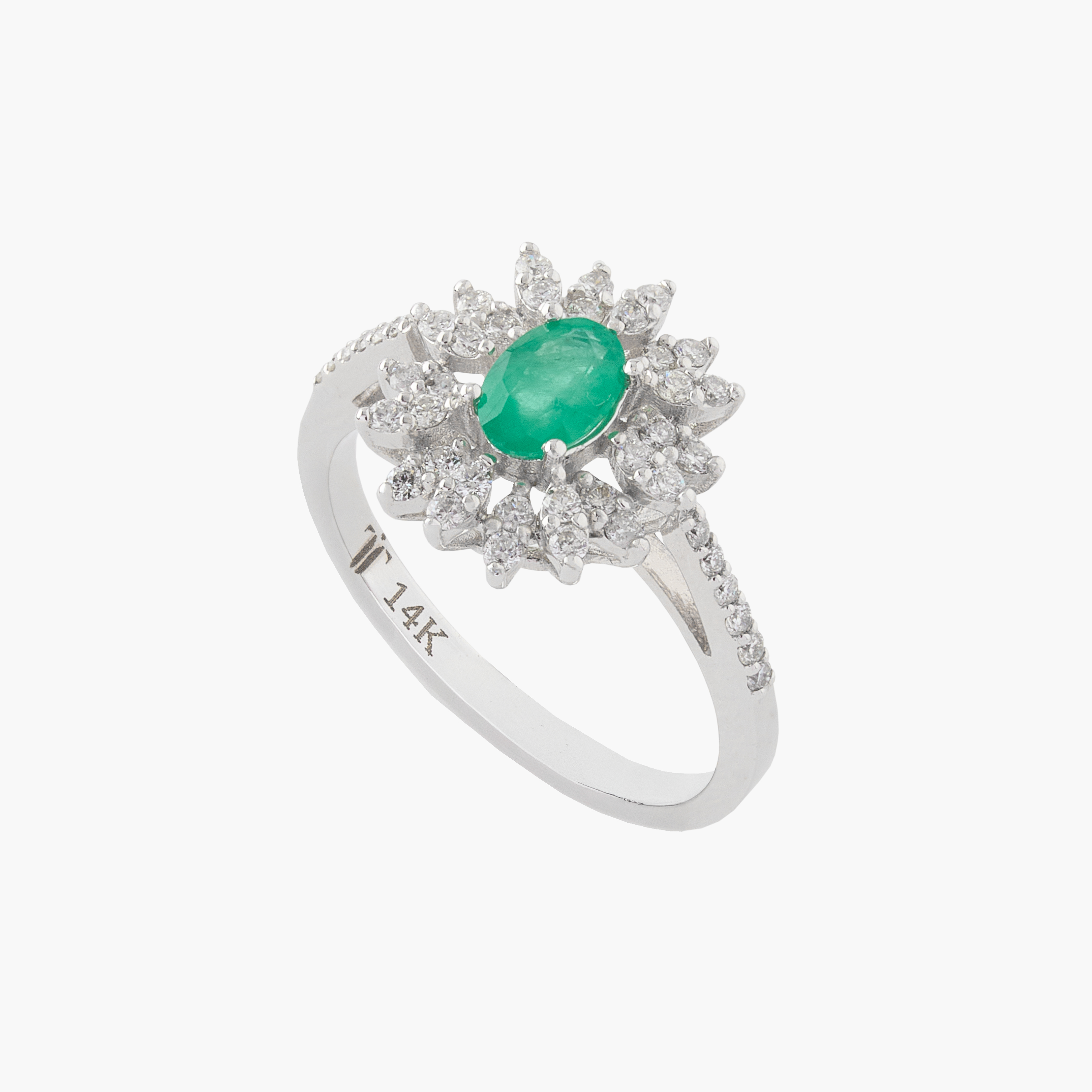 Anillo Esmeralda Con Racimo Diamantes 1