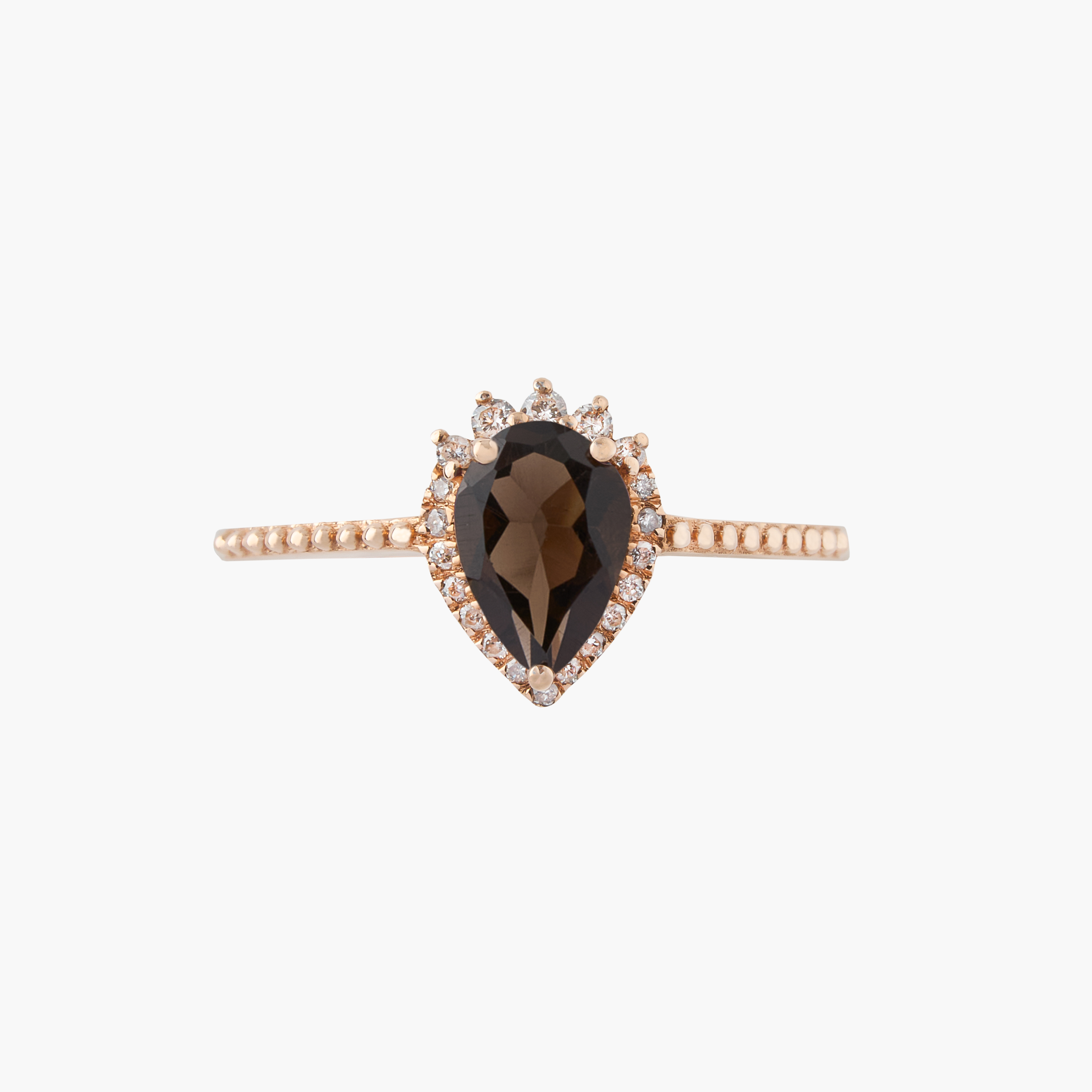 Anillo Cuarzo Ahumado Con Diamantes 3