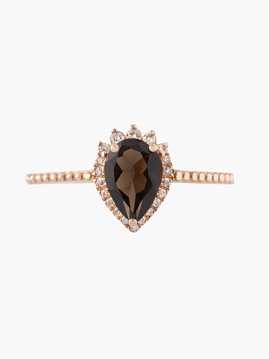 Anillo Cuarzo Ahumado Con Diamantes 3