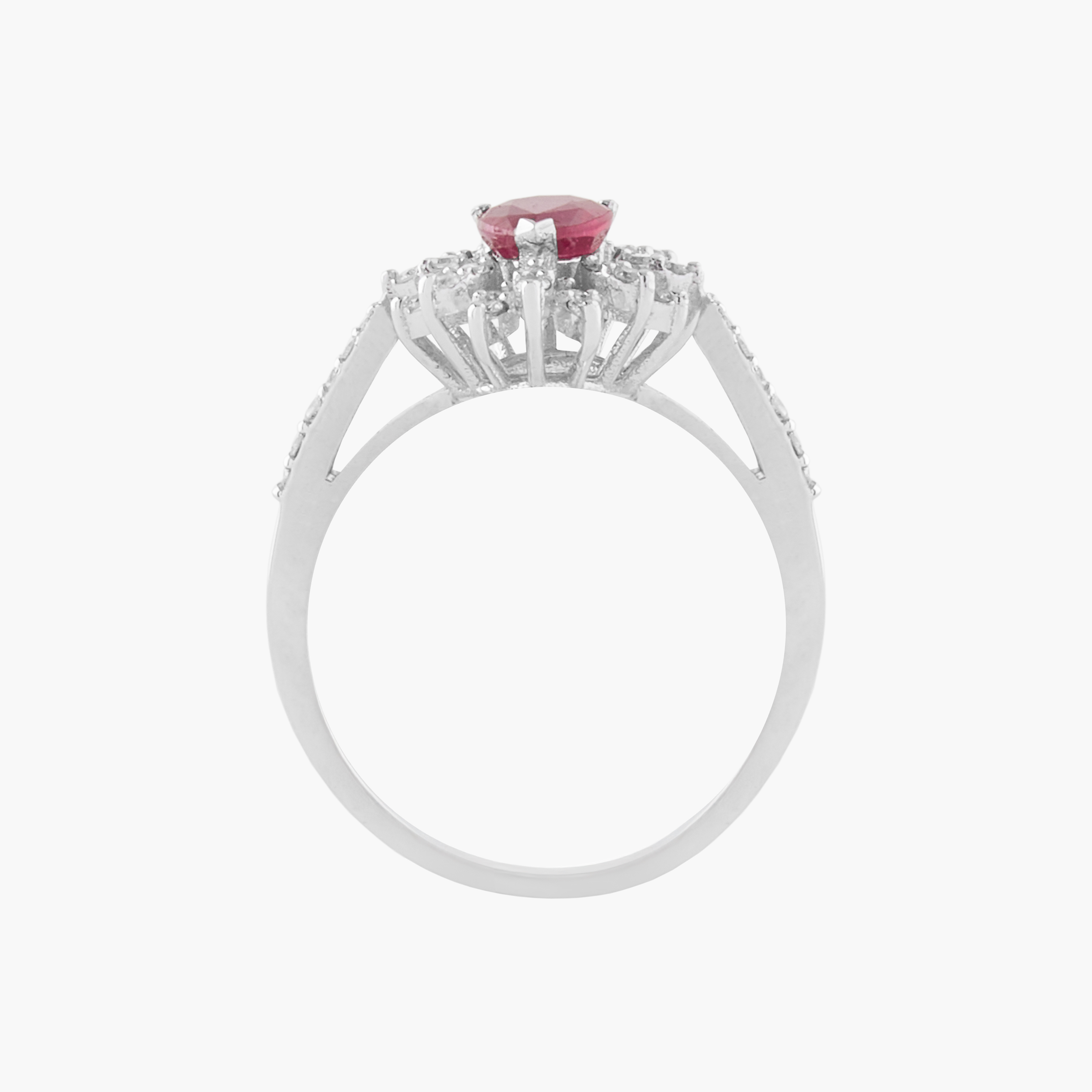 Anillo Rubí Con Racimo Diamantes 2
