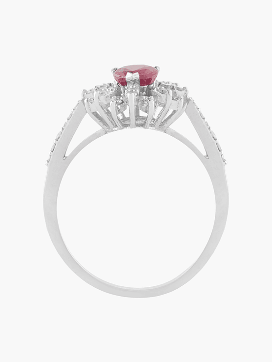 Anillo Rubí Con Racimo Diamantes 2