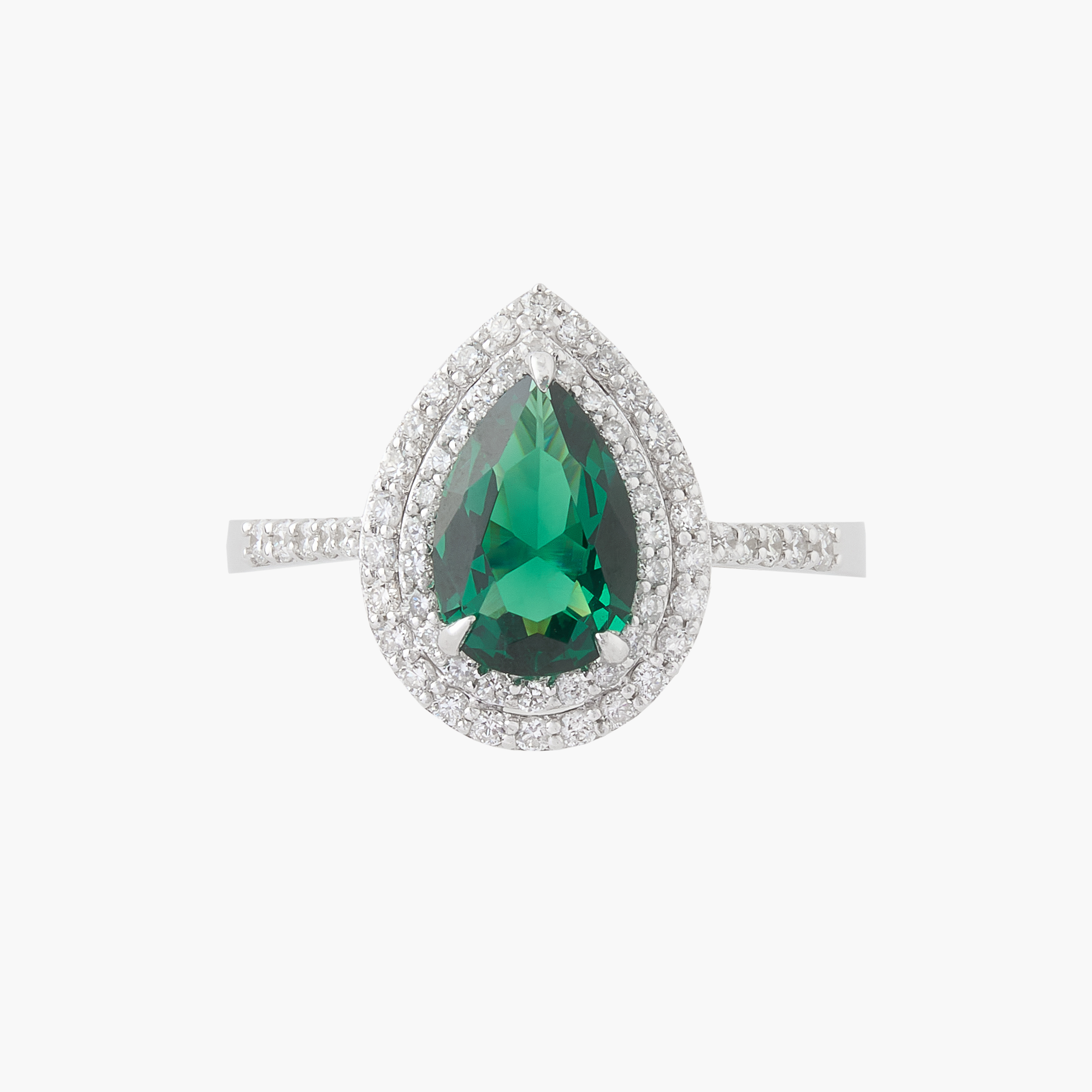 Anillo Verde Intenso Con  Diamantes 3