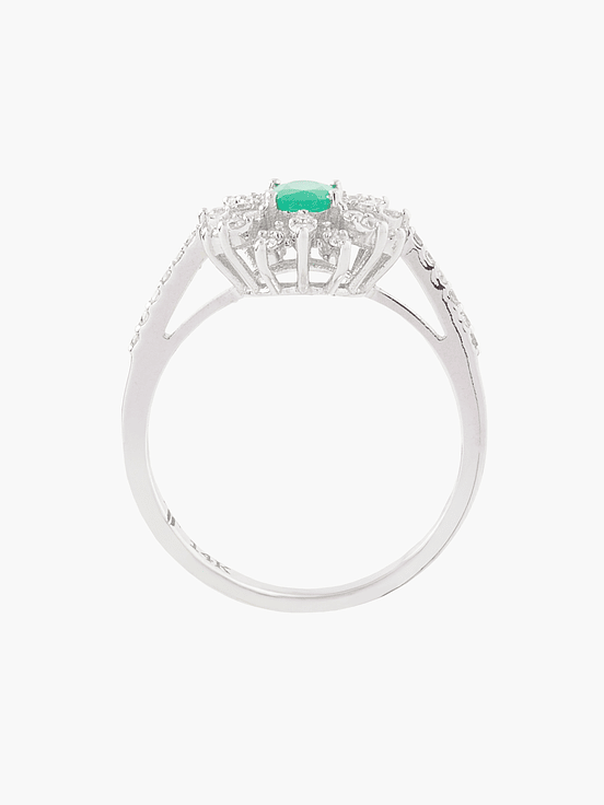 Anillo Esmeralda Con Racimo Diamantes 2