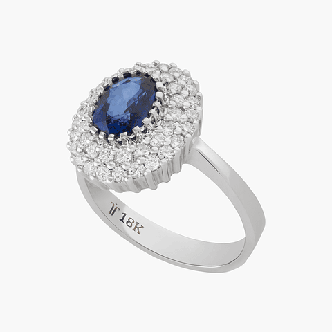 Anillo Zafiro Ovalado Diamantes