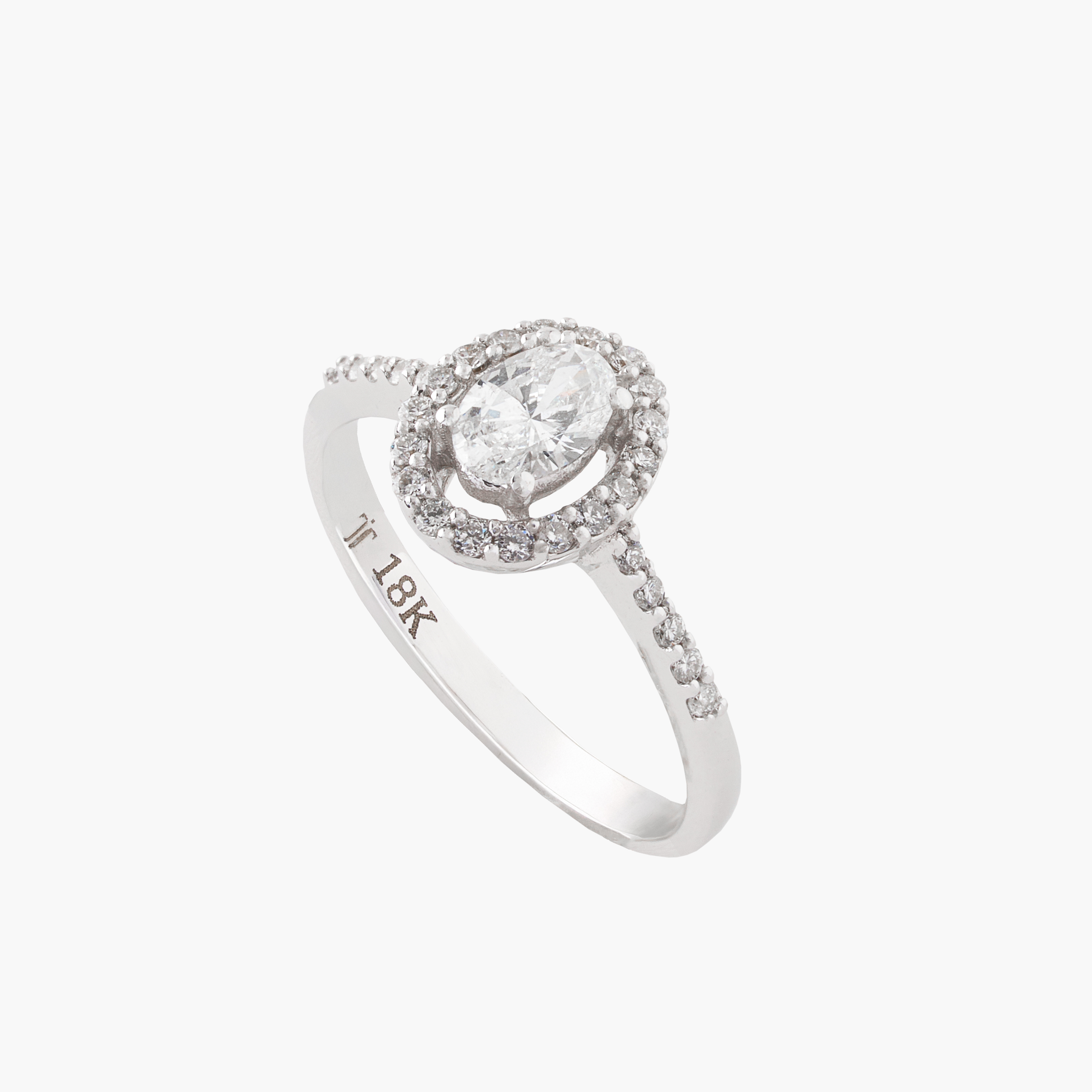 Anillo Diamante Ovalado En Halo 1