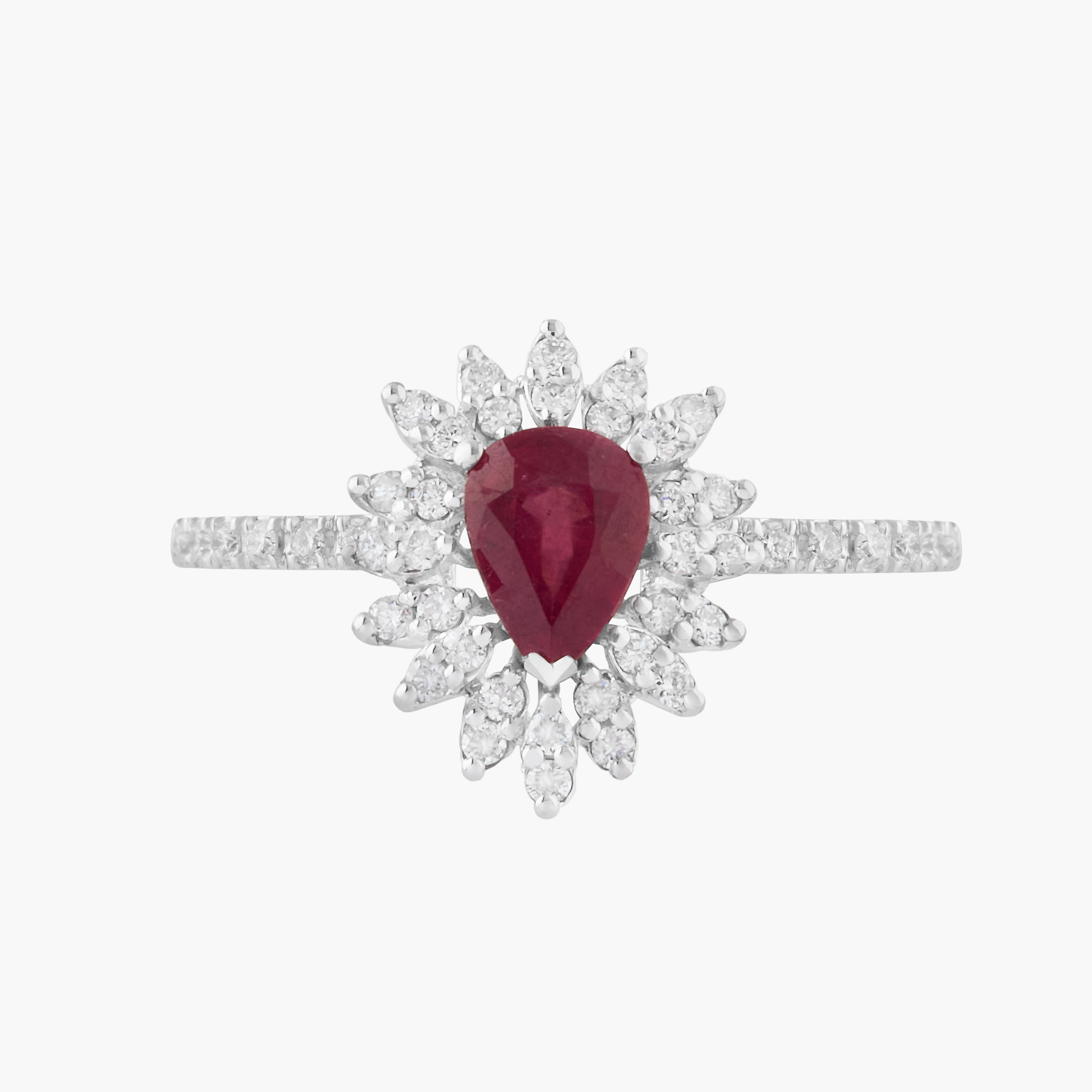 Anillo Rubí Con Racimo Diamantes 3