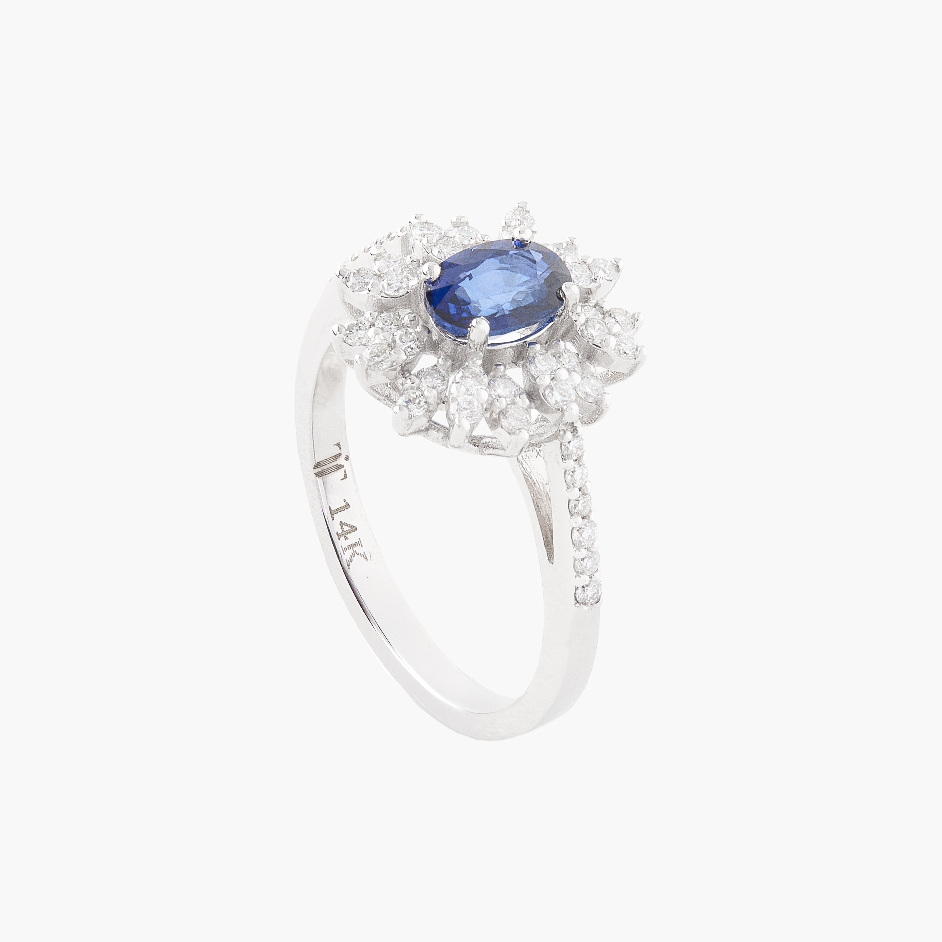 Anillo Zafiro Con Racimo Diamantes 1